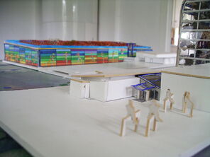 stilisierten Pferden. Hier zu sehen im Vordergrund im Modell.