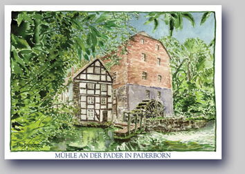 Postkarte Mühle an der Pader
