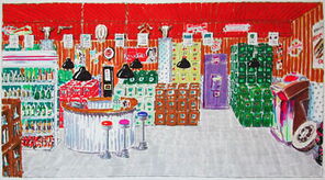 Entwurf für einen Getränkeshop. Die Innenansicht.