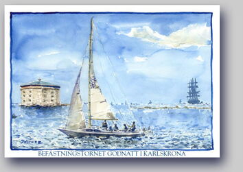 Postkarte Godnatt in Karlskrona